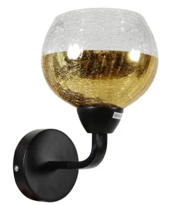 Oświetlenie Przedpokoju|Oświetlenie Jadalni>Candellux Lighting Kinkiet lustrzany czarno złoty klosz bite szkło Cromina Gold