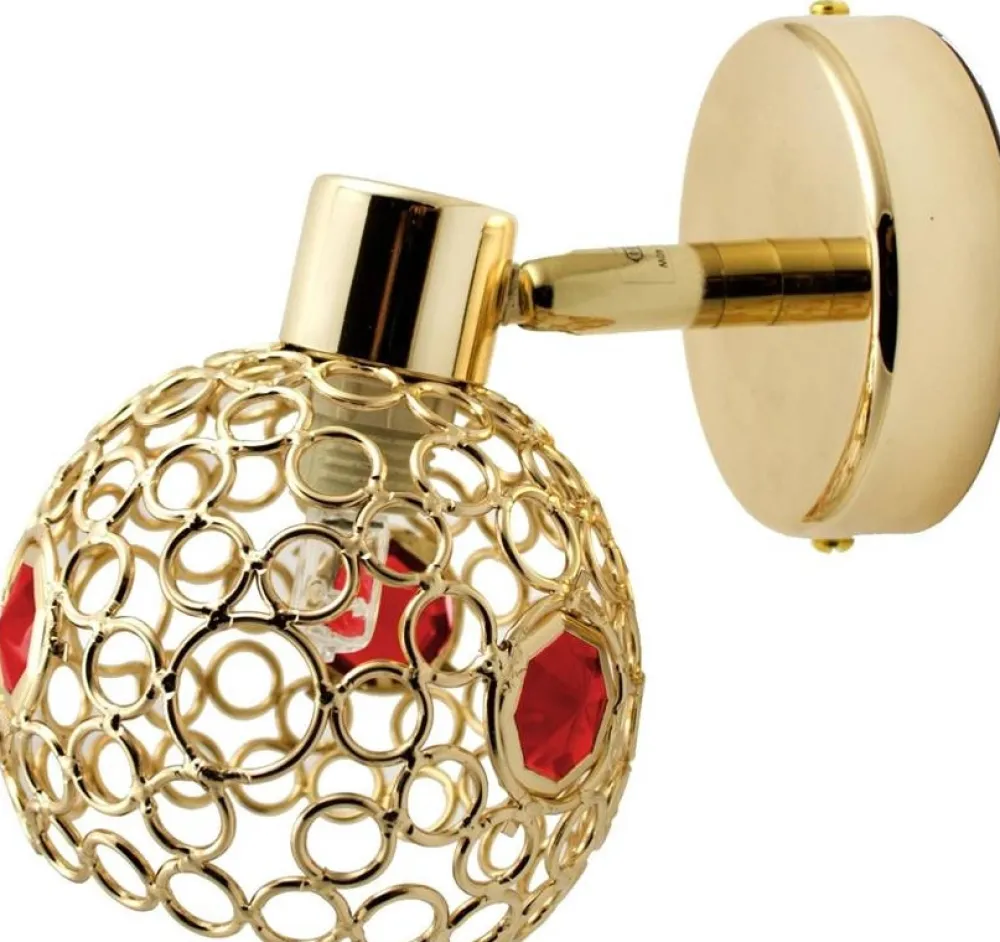 Oświetlenie Przedpokoju|Oświetlenie Sypialni>Candellux Lighting Kinkiet mosiądz +czerwony lampa spot Aron