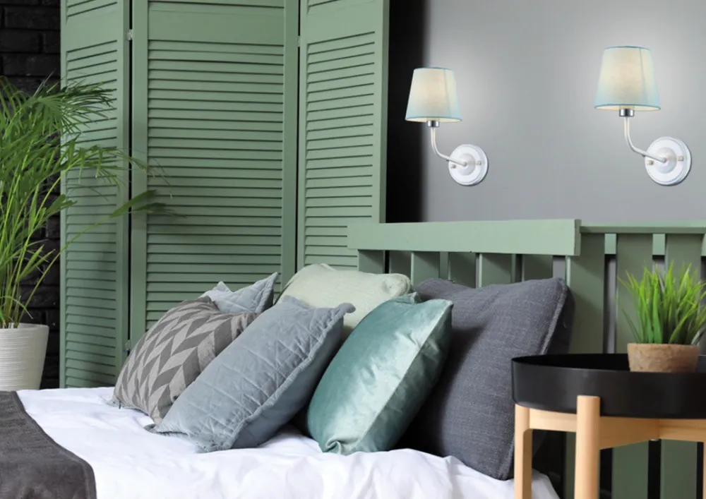 Oświetlenie Sypialni|Oświetlenie Pokoju Dziecięcego>Ledea Kinkiet niebieski klosz tkany York