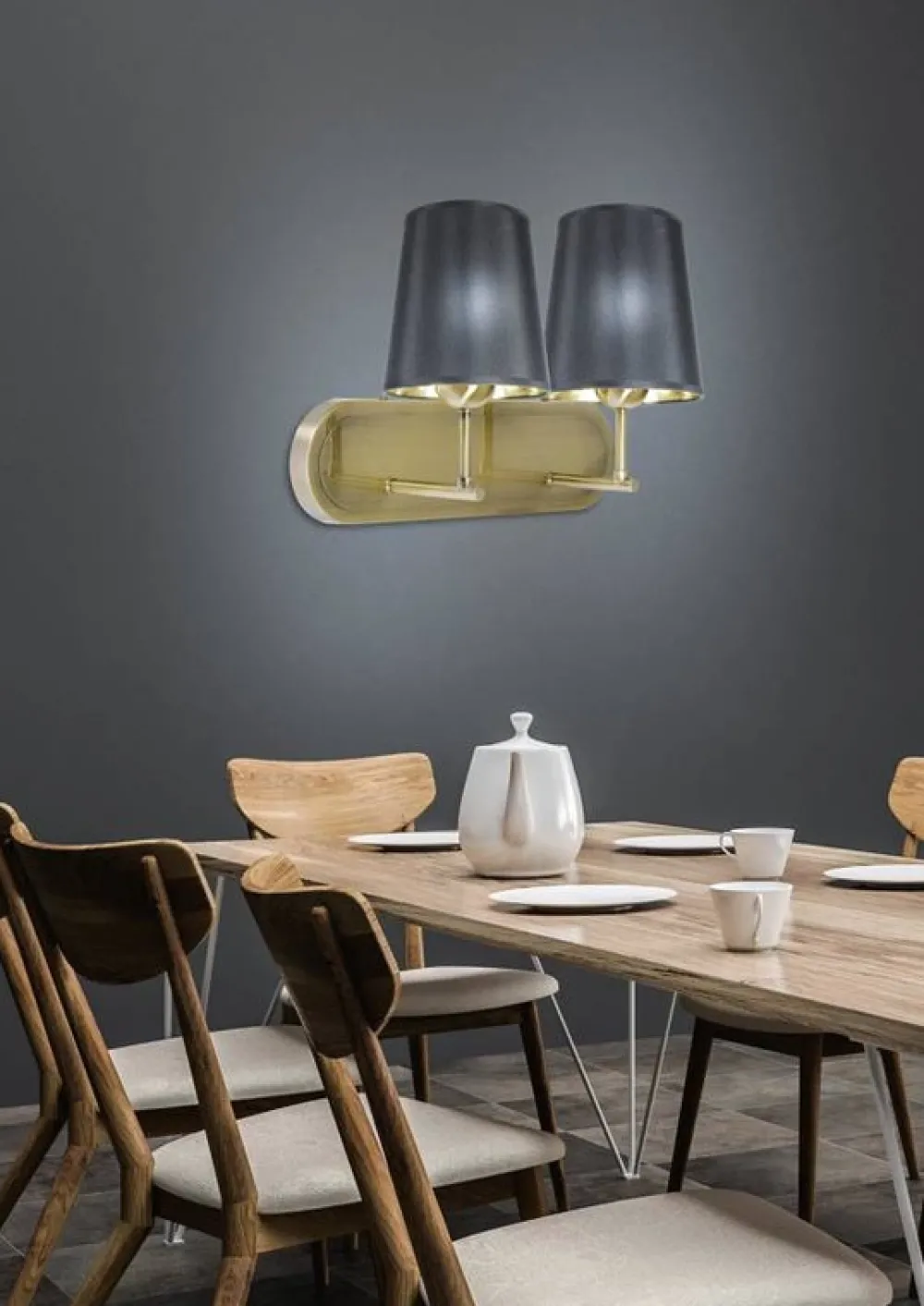 Oświetlenie Przedpokoju|Oświetlenie Sypialni>Candellux Lighting Kinkiet podwójny czarny patynowy Milonga