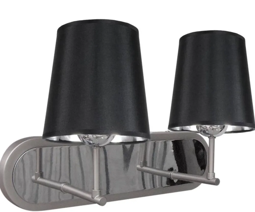 Oświetlenie Przedpokoju|Oświetlenie Sypialni>Candellux Lighting Kinkiet podwójny satynowy czarny abażur 2x60W Milonga