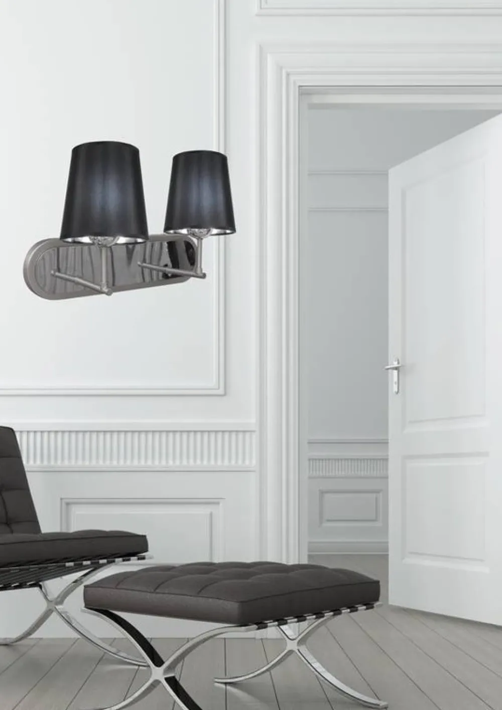 Oświetlenie Przedpokoju|Oświetlenie Sypialni>Candellux Lighting Kinkiet podwójny satynowy czarny abażur 2x60W Milonga