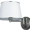 Oświetlenie Sypialni|Oświetlenie Salonu>Candellux Lighting Kinkiet srebrny regulowany z włącznikiem biały abażur Ibis Candellux