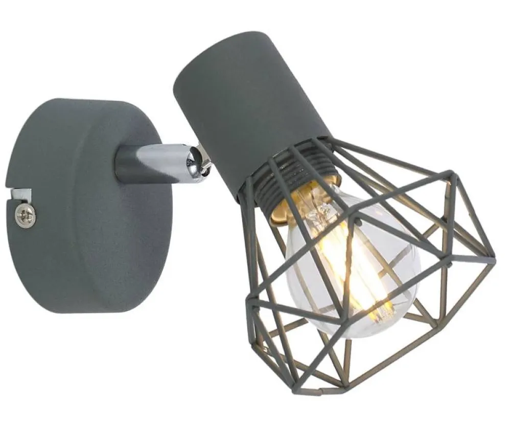 Oświetlenie Pokoju Dziecięcego|Oświetlenie Sypialni>Candellux Lighting Kinkiet szary druciany pojedynczy 1X40W E14 Verve