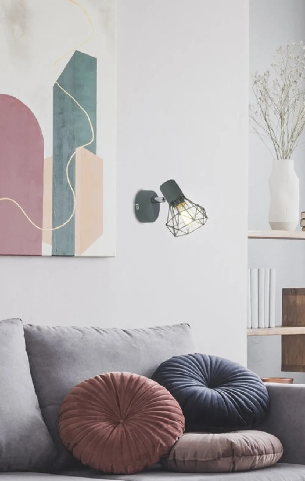 Oświetlenie Pokoju Dziecięcego|Oświetlenie Sypialni>Candellux Lighting Kinkiet szary druciany pojedynczy 1X40W E14 Verve