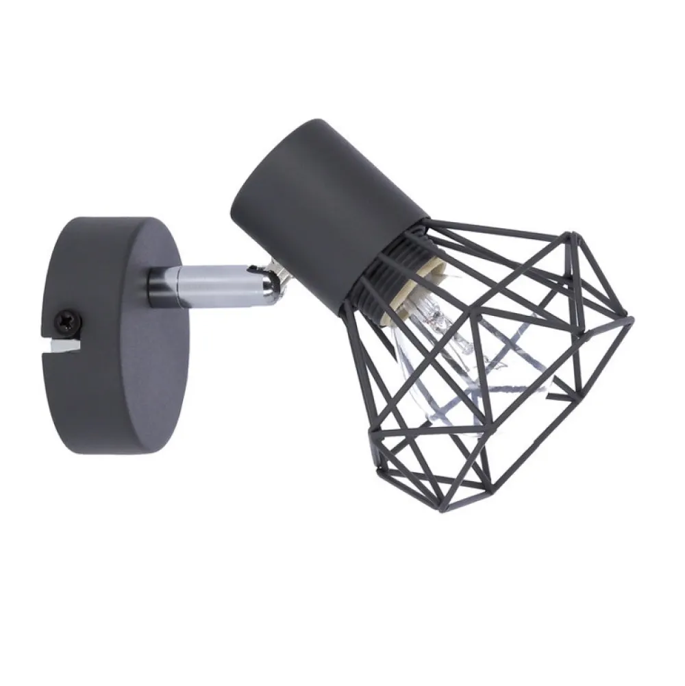 Oświetlenie Pokoju Dziecięcego|Oświetlenie Sypialni>Candellux Lighting Kinkiet szary druciany pojedynczy 1X40W E14 Verve