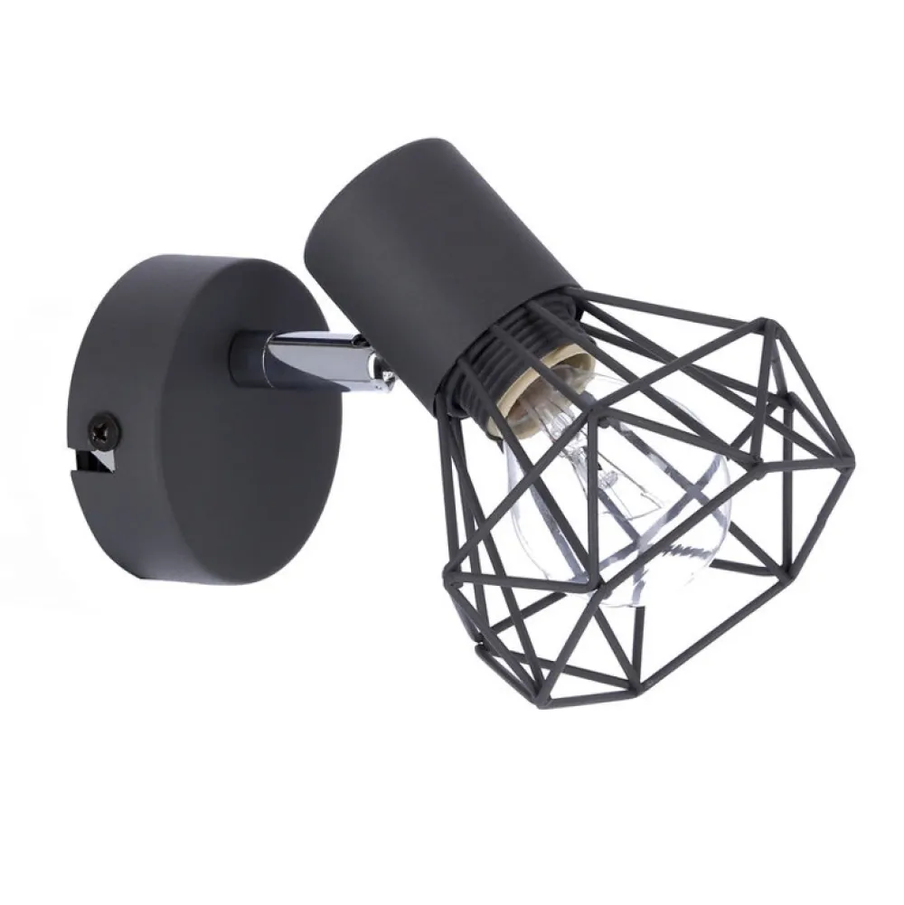 Oświetlenie Pokoju Dziecięcego|Oświetlenie Sypialni>Candellux Lighting Kinkiet szary druciany pojedynczy 1X40W E14 Verve