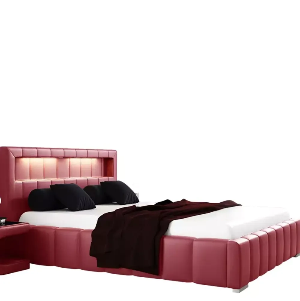 Łóżka Młodzieżowe|Łóżka Nowoczesne>Gruszka Klasyczne łóżko tapicerowane 140x200 szara skóra FLORENCJA