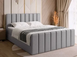 Łóżka Szare|Łóżka Nowoczesne>BROMARKT Łóżko 180 x 200 cm do sypialni kontynentalne z pojemnikiem DENVER DUO szare