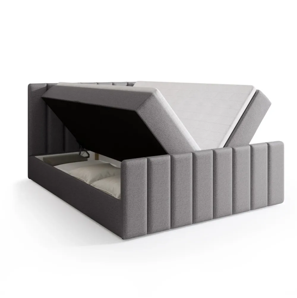 Łóżka Szare|Łóżka Nowoczesne>BROMARKT Łóżko 180 x 200 cm do sypialni kontynentalne z pojemnikiem DENVER DUO szare
