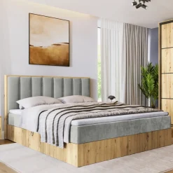 Meble Młodzieżowe|Łóżka Młodzieżowe>BROMARKT Łóżko 140 x 200 kontynentalne do sypialni LOFT II z pojemnikiem dąb artisan