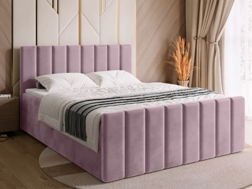 Łóżka Małżeńskie|Łóżka Ze Stelażem>BROMARKT Łóżko do sypialni 160 x 200 cm kontynentalne z pojemnikiem DENVER DUO różowe