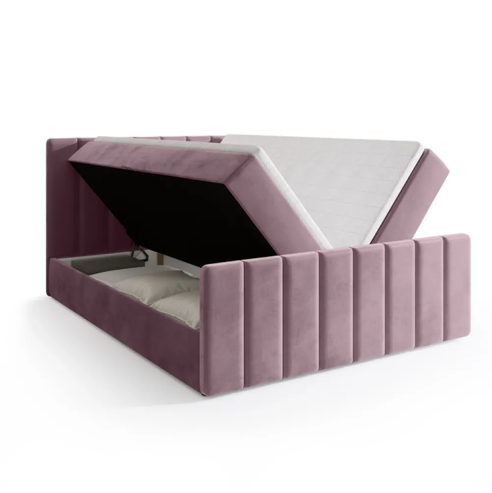 Łóżka Małżeńskie|Łóżka Ze Stelażem>BROMARKT Łóżko do sypialni 160 x 200 cm kontynentalne z pojemnikiem DENVER DUO różowe