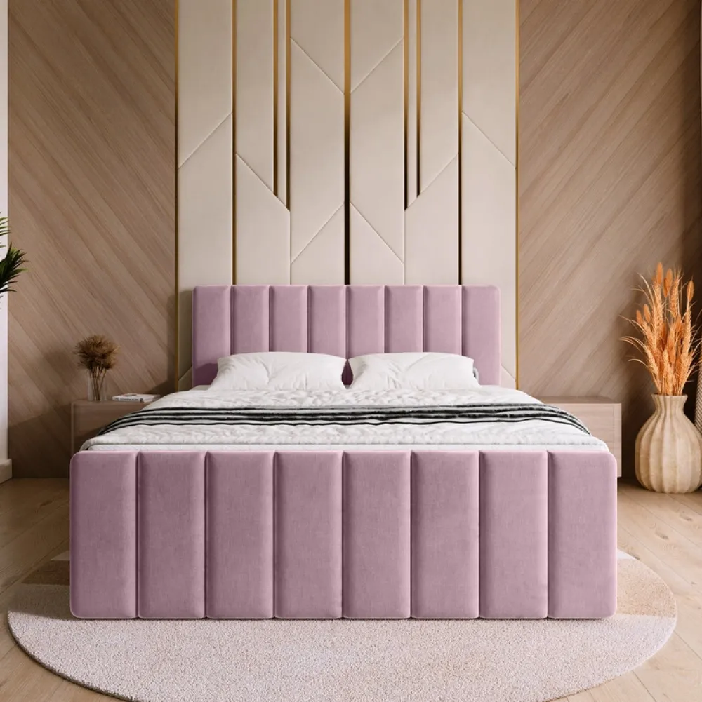 Łóżka Małżeńskie|Łóżka Ze Stelażem>BROMARKT Łóżko do sypialni 160 x 200 cm kontynentalne z pojemnikiem DENVER DUO różowe