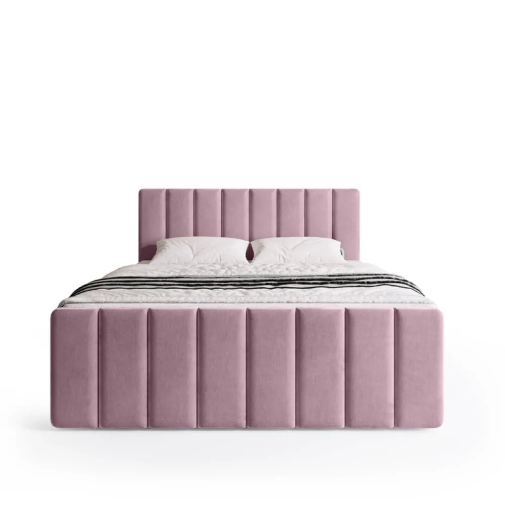 Łóżka Małżeńskie|Łóżka Ze Stelażem>BROMARKT Łóżko do sypialni 160 x 200 cm kontynentalne z pojemnikiem DENVER DUO różowe