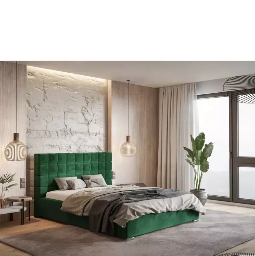 Łóżka Z Zagłówkiem|Łóżka Szare>Riban Łóżko do sypialni 180x200 cm BENCE