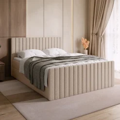 Łóżka Małżeńskie|Łóżka Ze Stelażem>BROMARKT Łóżko do sypialni 160x200 cm kontynentalne z pojemnikiem DREAM DUO beżowe