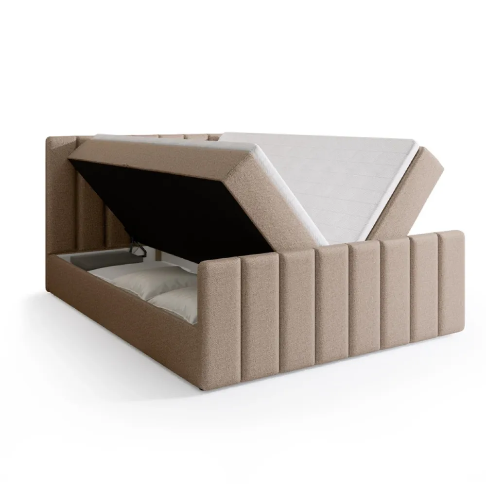 Łóżka Małżeńskie|Łóżka Ze Stelażem>BROMARKT Łóżko do sypialni 180x200 cm kontynentalne z pojemnikiem DENVER DUO beż