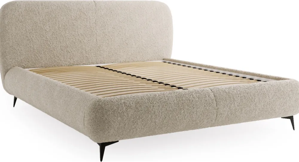 Łóżka Ze Stelażem|Łóżka Na Nóżkach>UNISTYL MEBLE Łóżko do sypialni 200x200 jasnoszare MALI z pojemnikiem