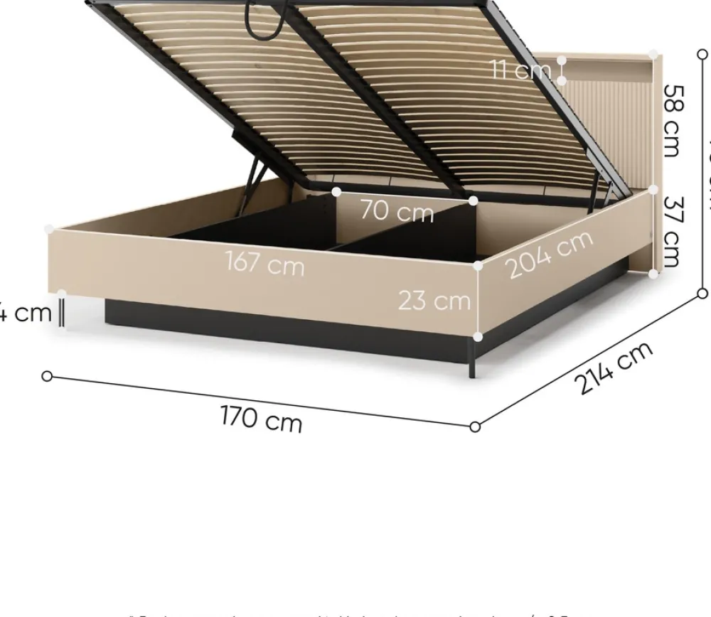 Łóżka Małżeńskie|Łóżka Ze Stelażem>lenart. Łóżko do sypialni 180x200 z pojemnikiem oświetlenie LED beżowe TREND