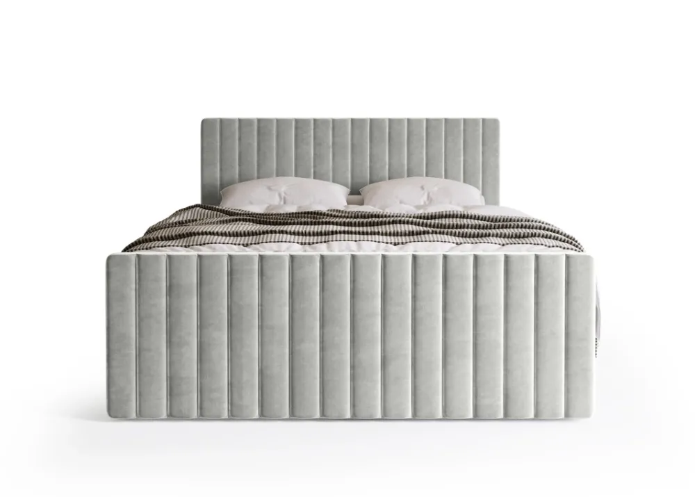 Łóżka Ze Stelażem|Łóżka Z Zagłówkiem>BROMARKT Łóżko dwuosobowe DREAM DUO 180x200 cm szare z pojemnikiem na pościel