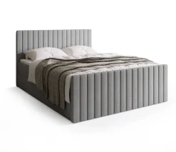 Meble Młodzieżowe|Łóżka Młodzieżowe></noscript>BROMARKT Łóżko dwuosobowe 140x200 cm z pojemnikiem na pościel DREAM DUO szare