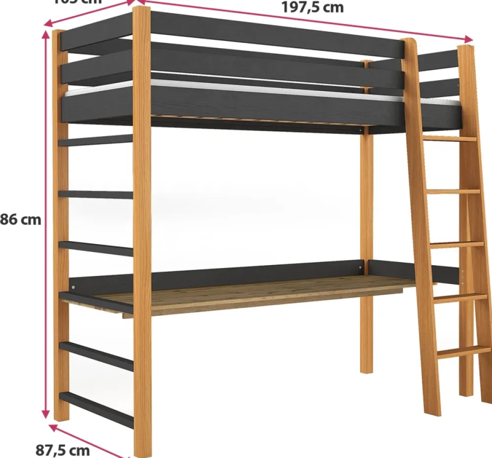 Meble Dla Dzieci|Łóżka Dziecięce>DOLMAR Łóżko dziecięce na antresoli z biurkiem 80x190 cm NAVIS
