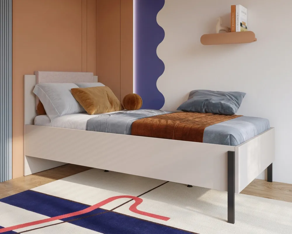 Łóżka Dziecięce|Łóżka Na Nóżkach>Helvetia Łóżko jednoosobowe skrzyniowe 100x200 cm do sypialni kaszmir JUKON