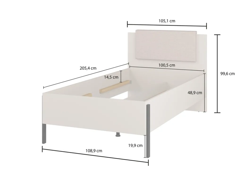 Łóżka Dziecięce|Łóżka Na Nóżkach>Helvetia Łóżko jednoosobowe skrzyniowe 100x200 cm do sypialni kaszmir JUKON