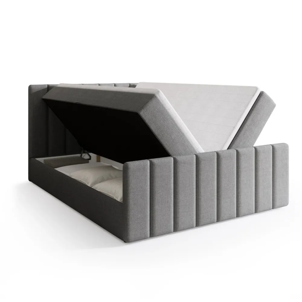 Łóżka Małżeńskie|Łóżka Ze Stelażem>BROMARKT Łóżko kontynentalne 160 x 200 cm do sypialni z pojemnikiem DENVER DUO szare