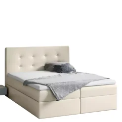 Łóżka Z Pojemnikiem|Łóżka Szare></noscript>Gruszka Łóżko Kontynentalne 200x200 z szarej ekoskóry MAKSYM