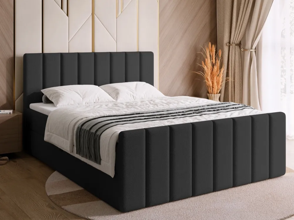 Meble Młodzieżowe|Łóżka Młodzieżowe>BROMARKT Łóżko kontynentalne do sypialni 140x200 cm z pojemnikiem DENVER DUO czarne