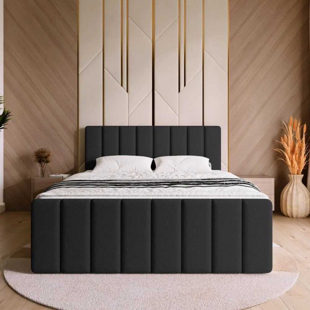 Meble Młodzieżowe|Łóżka Młodzieżowe>BROMARKT Łóżko kontynentalne do sypialni 140x200 cm z pojemnikiem DENVER DUO czarne