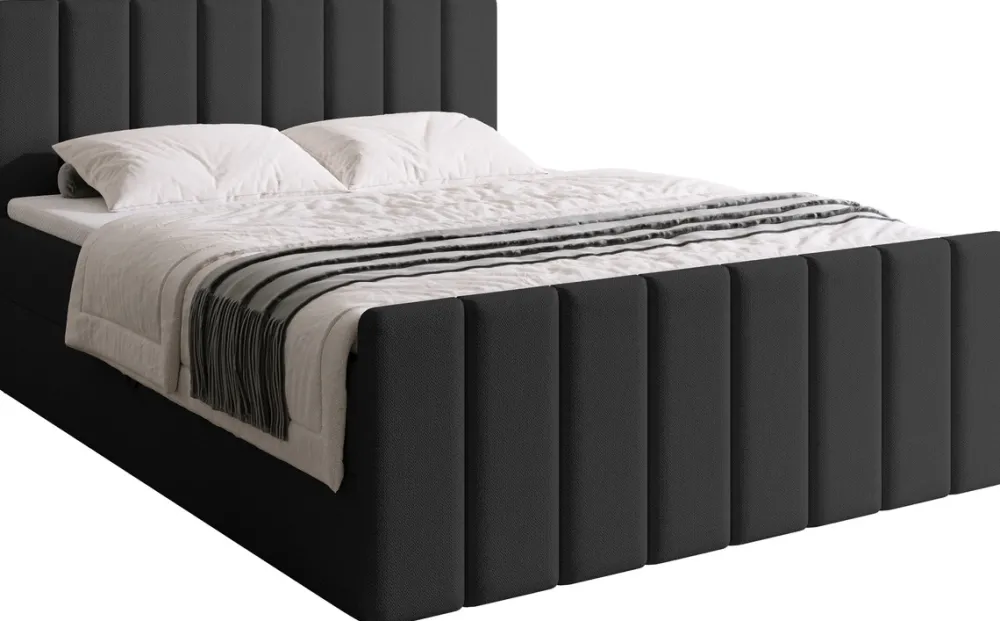 Meble Młodzieżowe|Łóżka Młodzieżowe>BROMARKT Łóżko kontynentalne do sypialni 140x200 cm z pojemnikiem DENVER DUO czarne