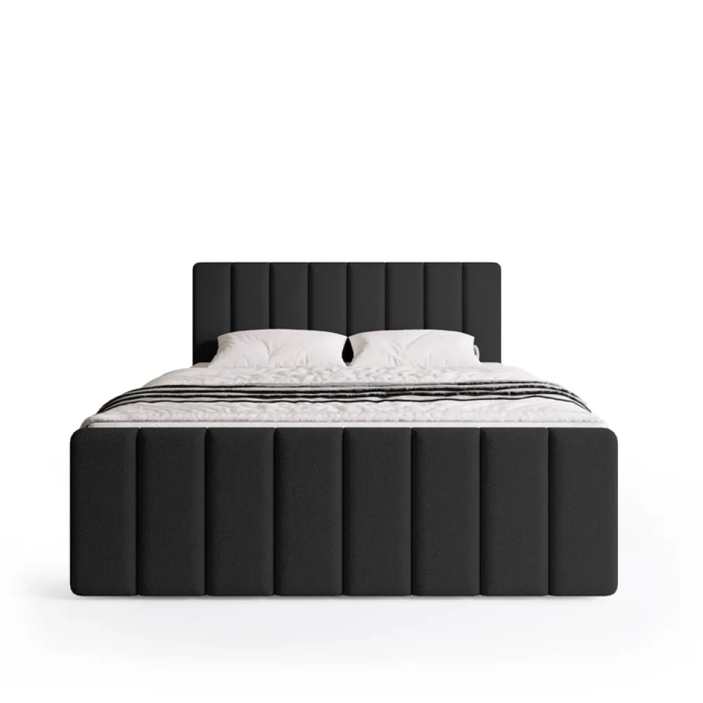 Meble Młodzieżowe|Łóżka Młodzieżowe>BROMARKT Łóżko kontynentalne do sypialni 140x200 cm z pojemnikiem DENVER DUO czarne