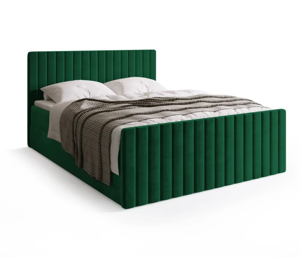 Łóżka Małżeńskie|Łóżka Ze Stelażem>BROMARKT Łóżko kontynentalne DREAM DUO 160x200 cm z pojemnikiem na pościel zielone