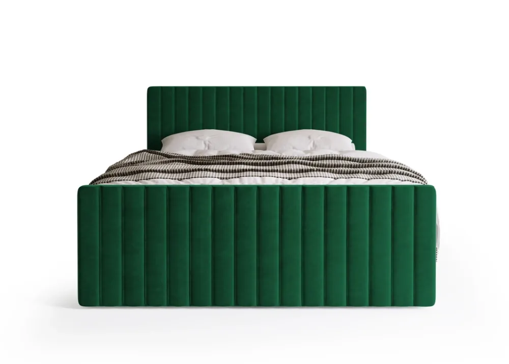 Łóżka Małżeńskie|Łóżka Ze Stelażem>BROMARKT Łóżko kontynentalne DREAM DUO 160x200 cm z pojemnikiem na pościel zielone