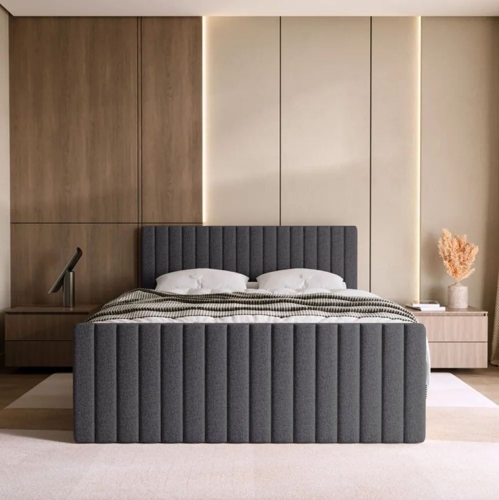 Meble Młodzieżowe|Łóżka Młodzieżowe>BROMARKT Łóżko kontynentalne DREAM DUO 140x200 cm z pojemnikiem na pościel szare