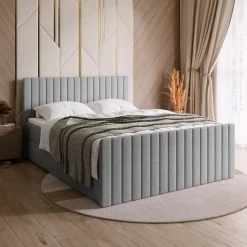 Łóżka Małżeńskie|Łóżka Ze Stelażem>BROMARKT Łóżko kontynentalne szare 160x200 cm z pojemnikiem na pościel DREAM DUO