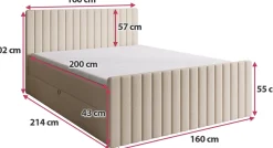 Łóżka Małżeńskie|Łóżka Ze Stelażem></noscript>BROMARKT Łóżko kontynentalne szare 160x200 cm z pojemnikiem na pościel DREAM DUO