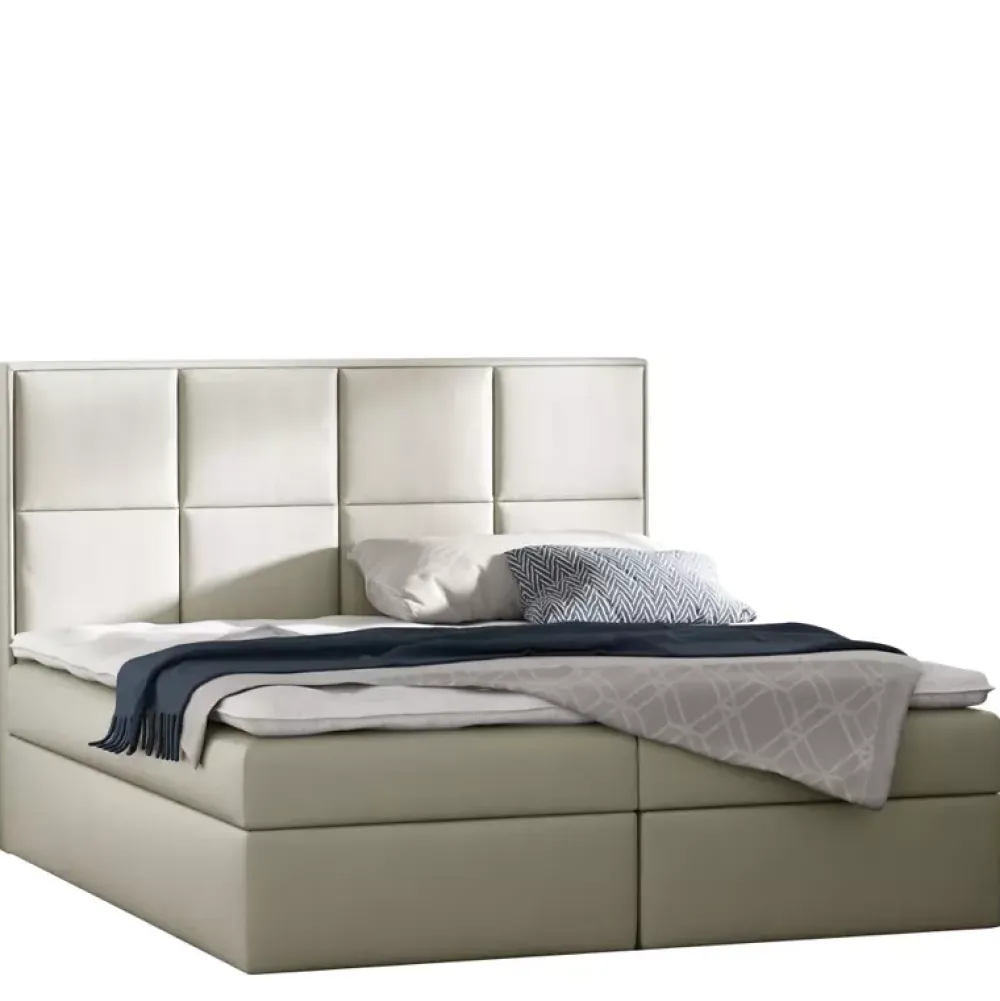 Łóżka Z Zagłówkiem|Łóżka Z Pojemnikiem>Gruszka Łóżko Kontynentalne 160x200 beżowe GUSTAW