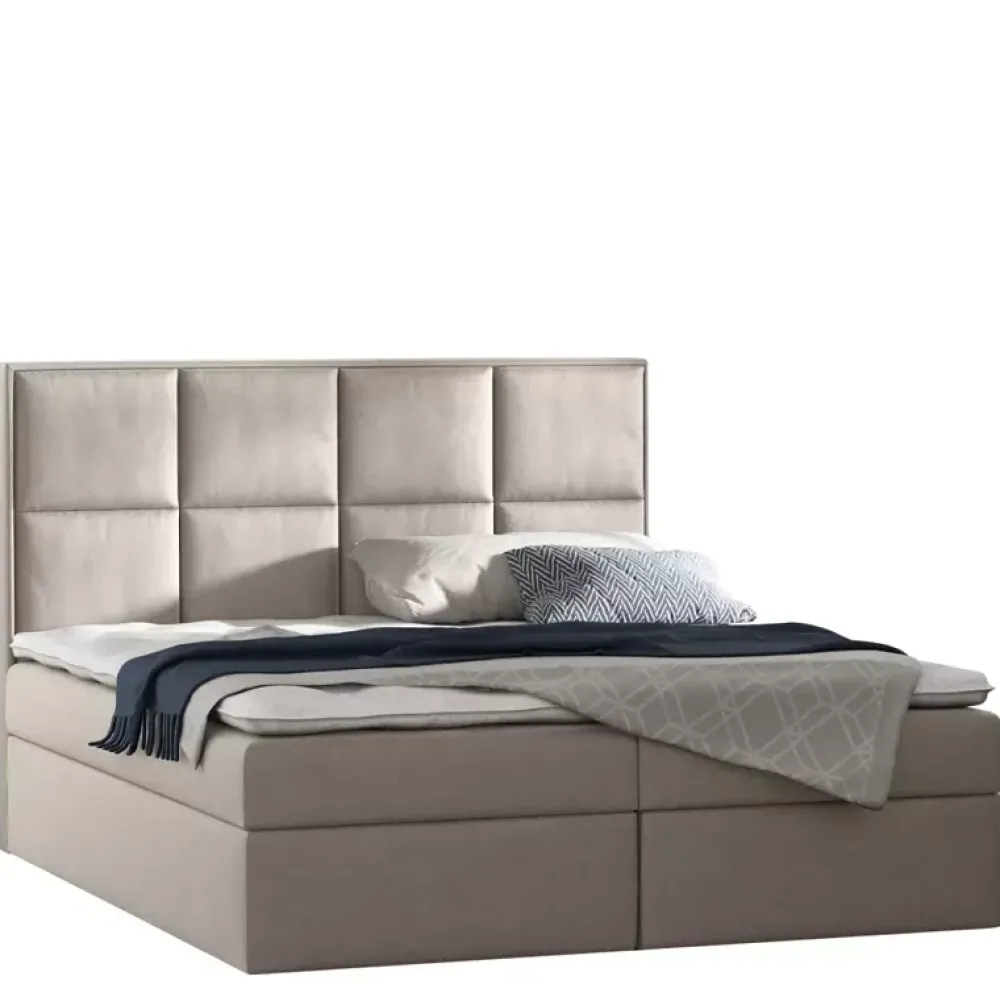 Łóżka Z Zagłówkiem|Łóżka Z Pojemnikiem>Gruszka Łóżko Kontynentalne 160x200 beżowe GUSTAW