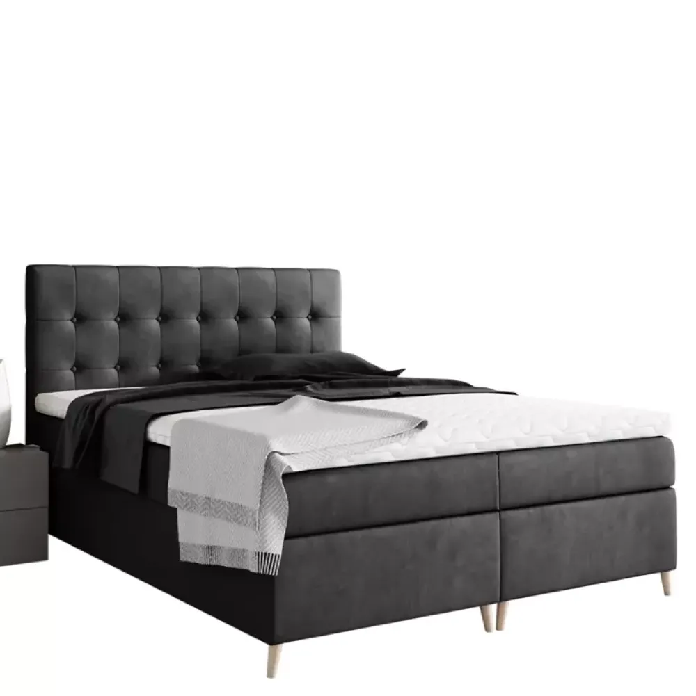 Łóżka Na Nóżkach|Łóżka Z Zagłówkiem>Gruszka Łóżko Kontynentalne 200x200 beżowe ALEX