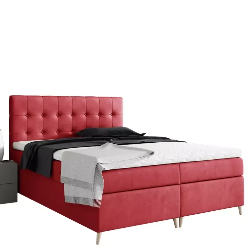 Łóżka Na Nóżkach|Łóżka Z Zagłówkiem>Gruszka Łóżko Kontynentalne 200x200 beżowe ALEX