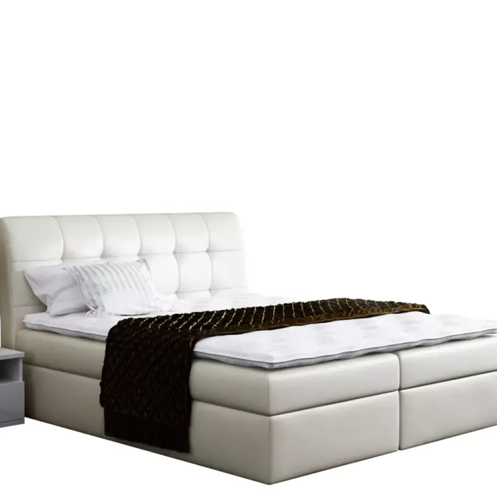 Łóżka Z Pojemnikiem|Łóżka Białe>Gruszka Łóżko Kontynentalne 180x200 biała ekoskóra DENIS