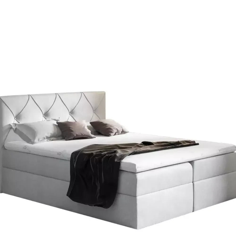 Łóżka Młodzieżowe|Łóżka Z Zagłówkiem>Gruszka Łóżko Kontynentalne 140x200 białe COLIN