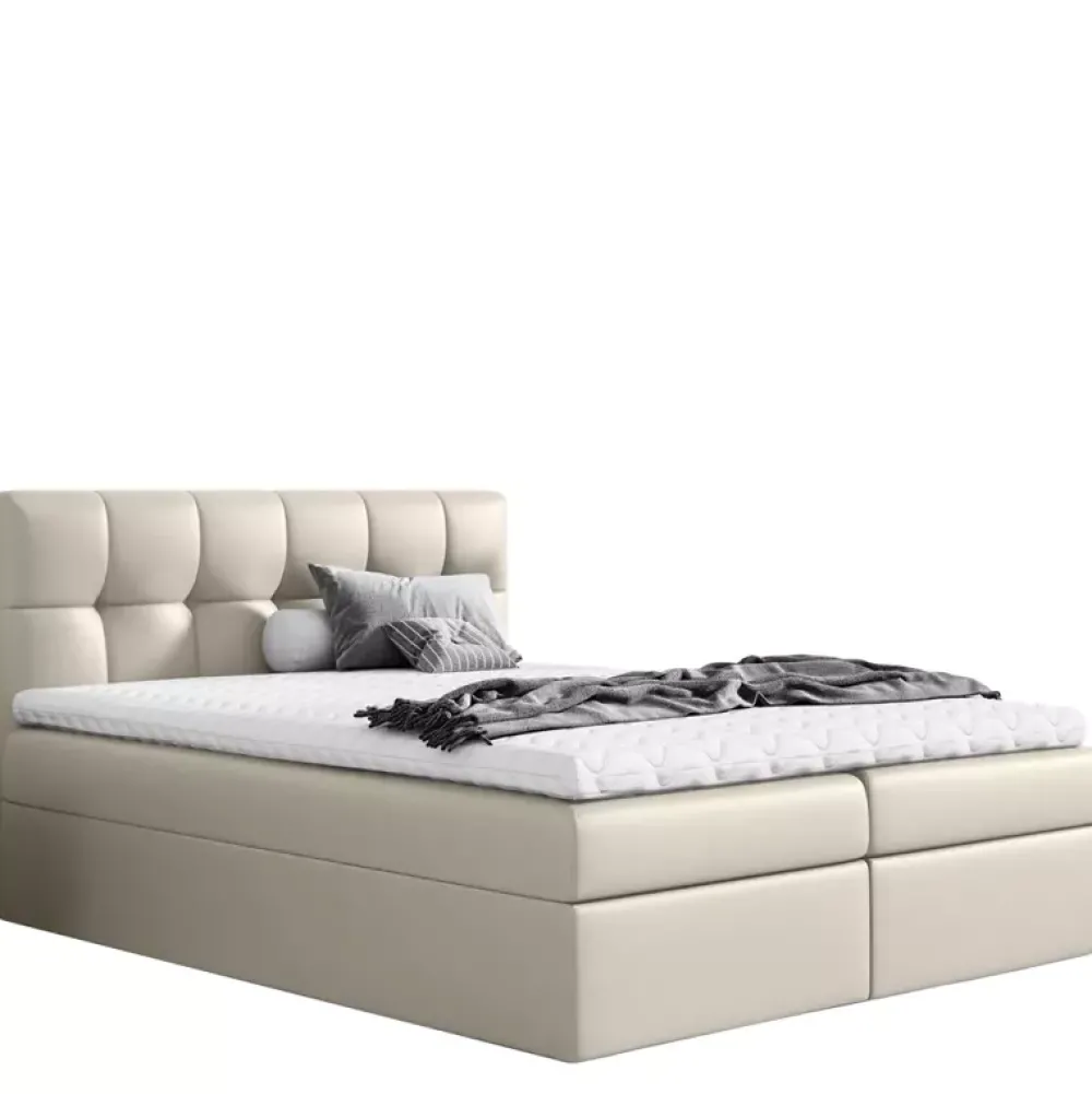 Łóżka Z Zagłówkiem|Łóżka Z Pojemnikiem>Gruszka Łóżko Kontynentalne 200x200 białe RYAN