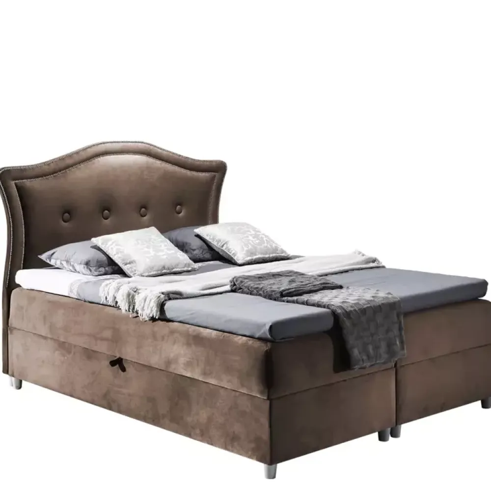 Łóżka Na Nóżkach|Łóżka Z Zagłówkiem>Gruszka Łóżko kontynentalne 200x200 błękitne BRUNO