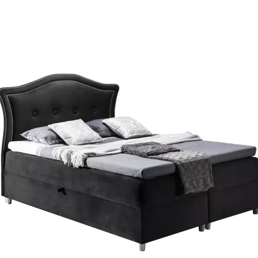 Łóżka Na Nóżkach|Łóżka Z Zagłówkiem>Gruszka Łóżko kontynentalne 200x200 błękitne BRUNO