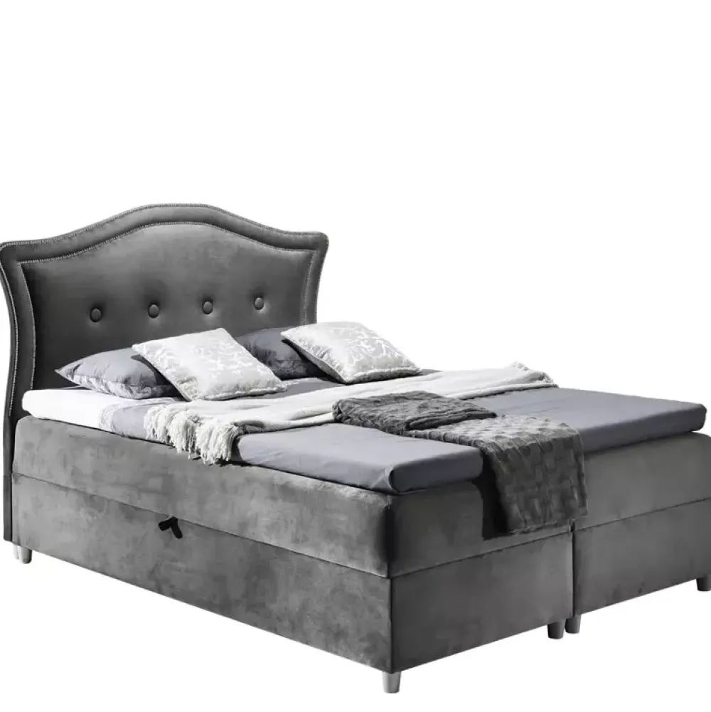 Łóżka Na Nóżkach|Łóżka Z Zagłówkiem>Gruszka Łóżko kontynentalne 200x200 błękitne BRUNO